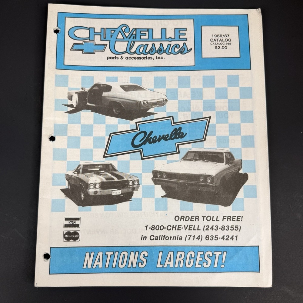 Vtg Chevrolet Chevelle Classics Parts & Accessories 1986 1987 Catalog